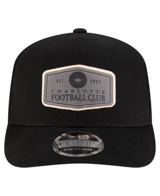 Men's Black Charlotte FC Labeled 9SEVENTY Trucker Stretch-Snap Adjustable Hat