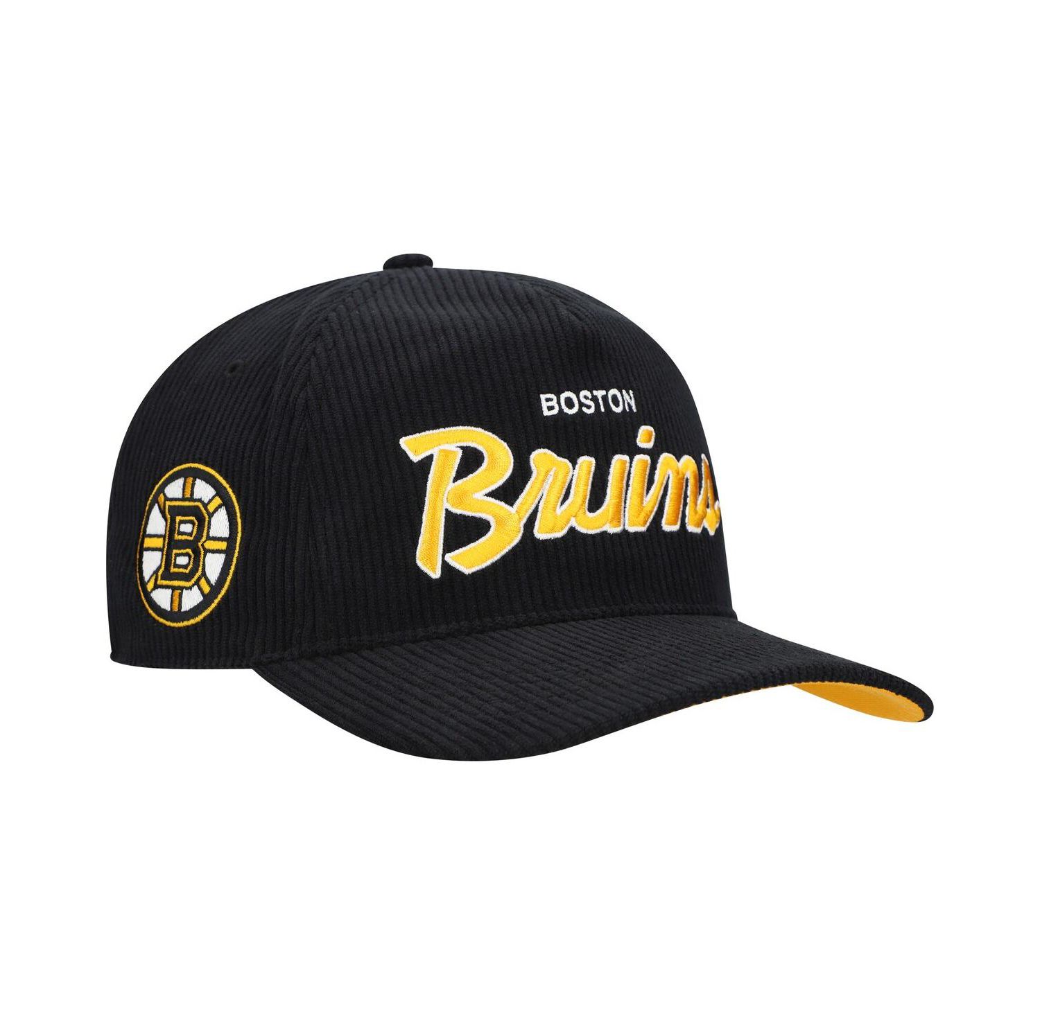 Men's Black Boston Bruins Crosstown Corduroy Hitch Adjustable Hat
