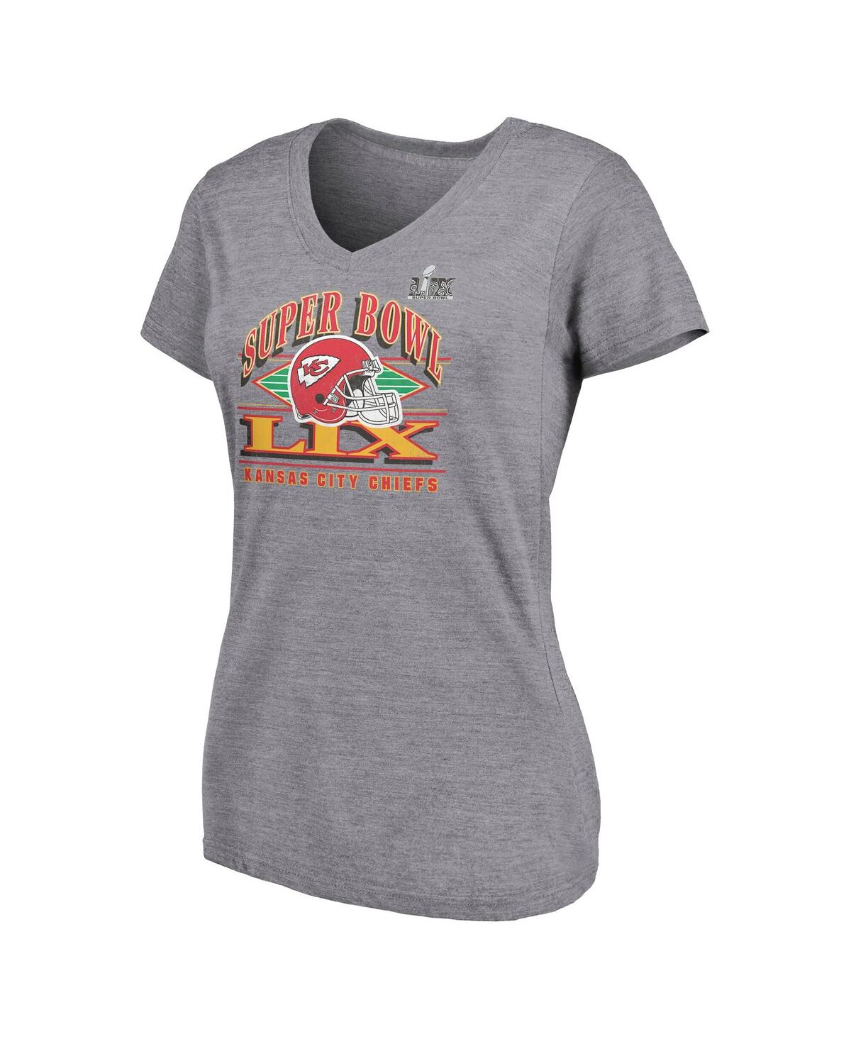 Fanatics Women's Heather Gray Kansas City Chiefs Super Bowl Lix Plus Size Our Pastime V-neck Tri-blend T-shir In Gray