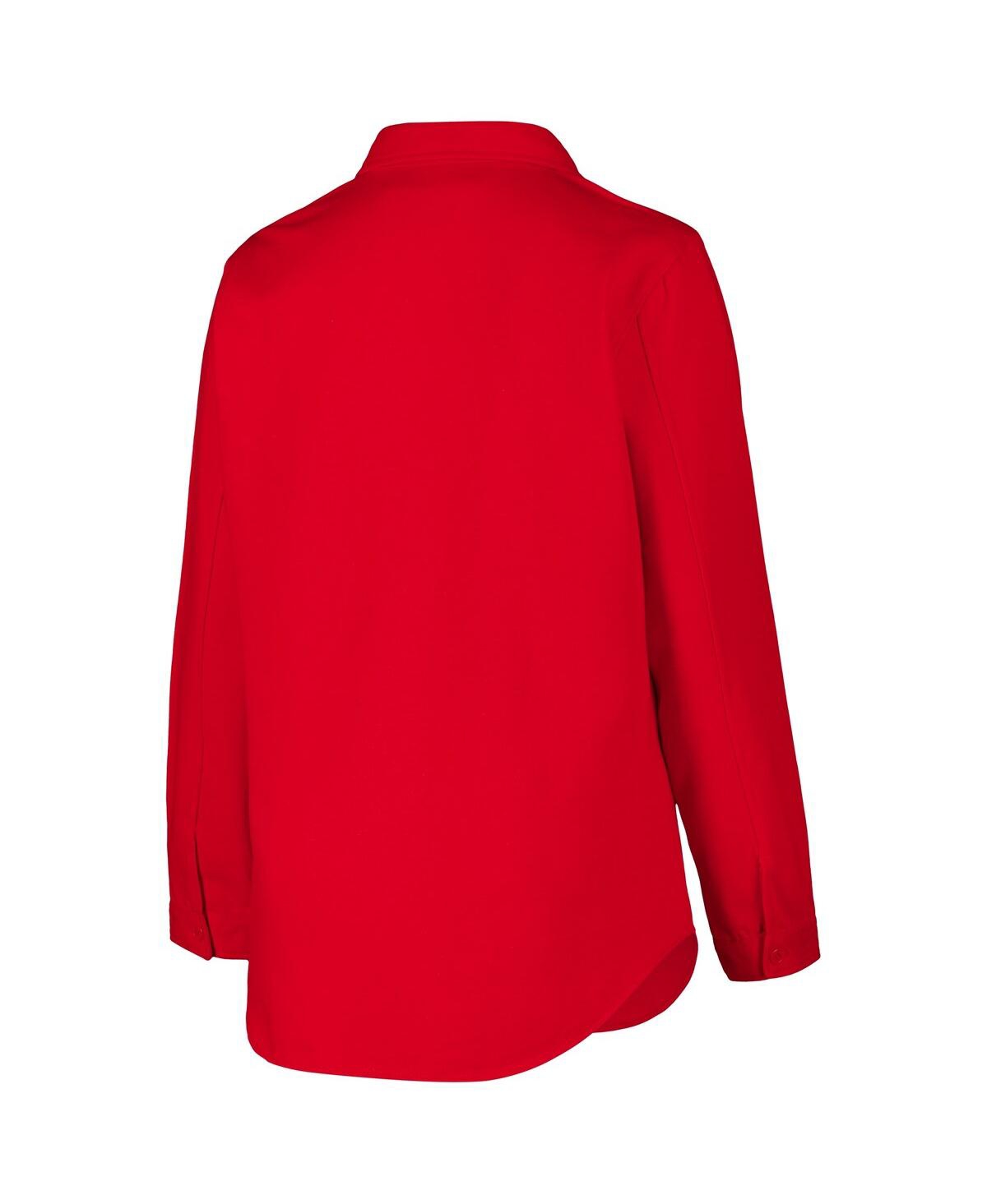 Fanatics Women's Scarlet Ohio State Buckeyes Plus Size Button-up Shacket In Scarlet