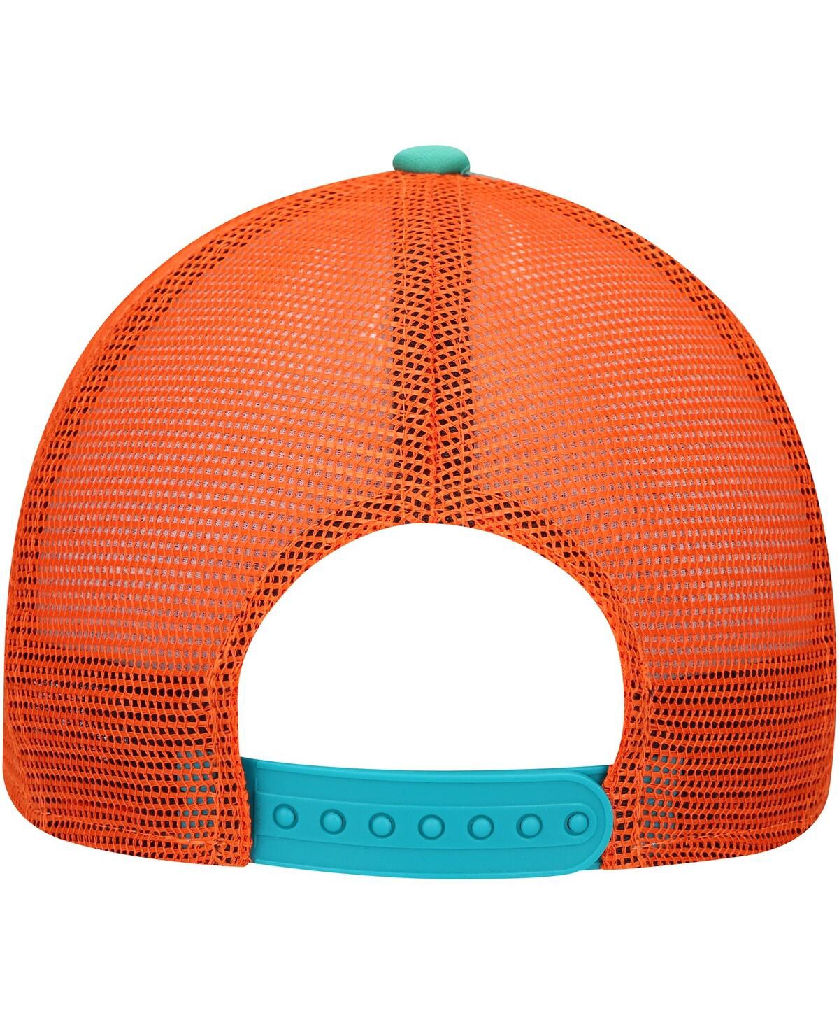 New Era Big Boys And Girls Aqua Miami Dolphins A-frame 9forty Trucker Adjustable Hat In Aqua
