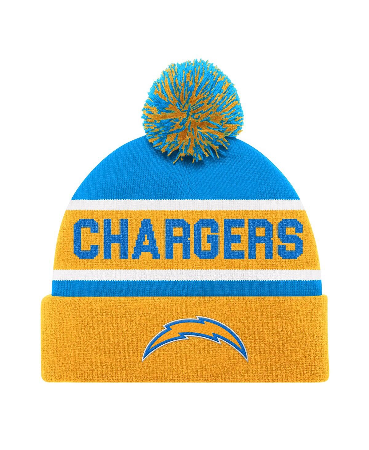 Men's and Women's Gold/Powder Blue Los Angeles Chargers Cuffed with Pom Knit Hat - Gold, Powder Blue