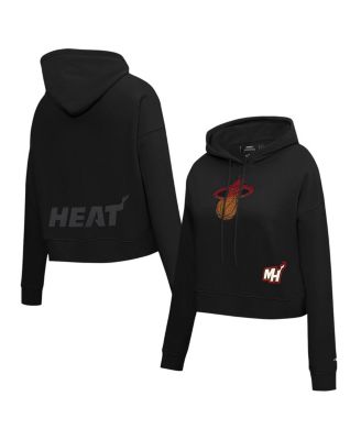 Pro Standard - Women's Black Miami Heat Jewels Cropped Pullover Hoodie