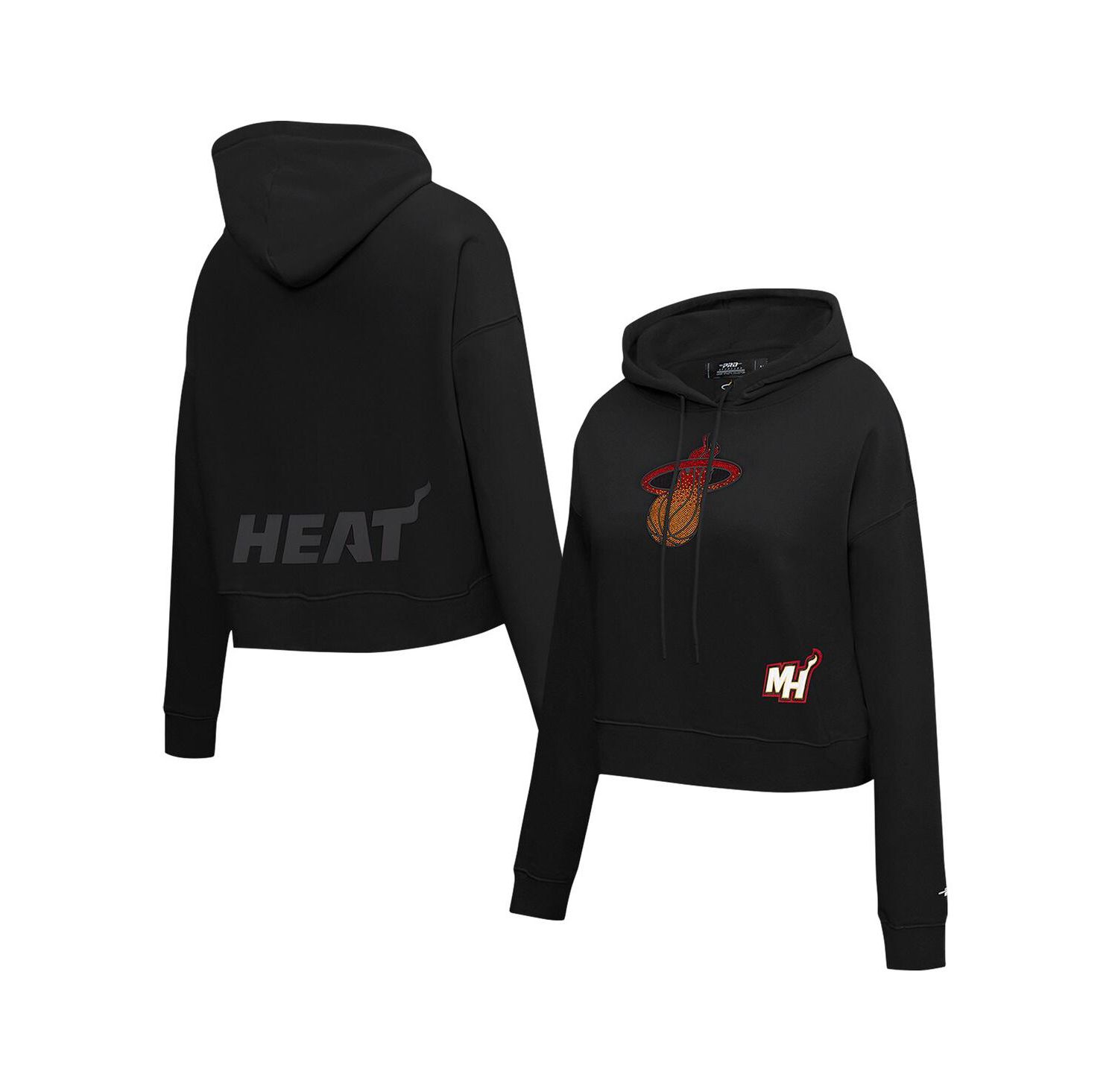 Women's Black Miami Heat Jewels Cropped Pullover Hoodie