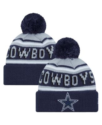 New Era - Preschool Navy, Gray Dallas Cowboys Main Wordmark Cuffed Knit Hat with Pom