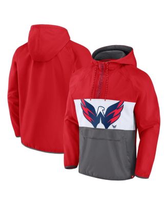 Fanatics - Men's Red Washington Capitals Flagrant Foul Anorak Raglan Half-Zip Hoodie Jacket