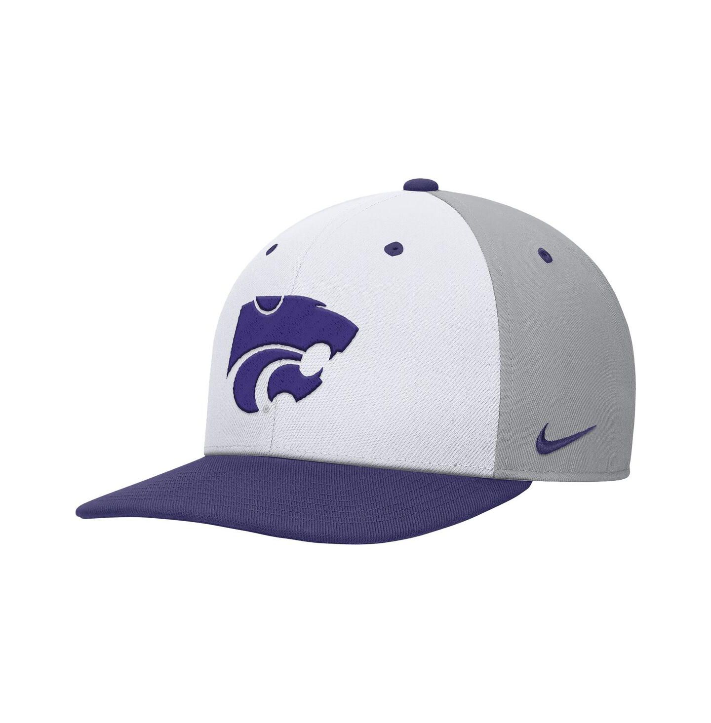 Мужская кепка Nike White/Gray Kansas State Wildcats Pro Performance Snapback Hat — фото 3