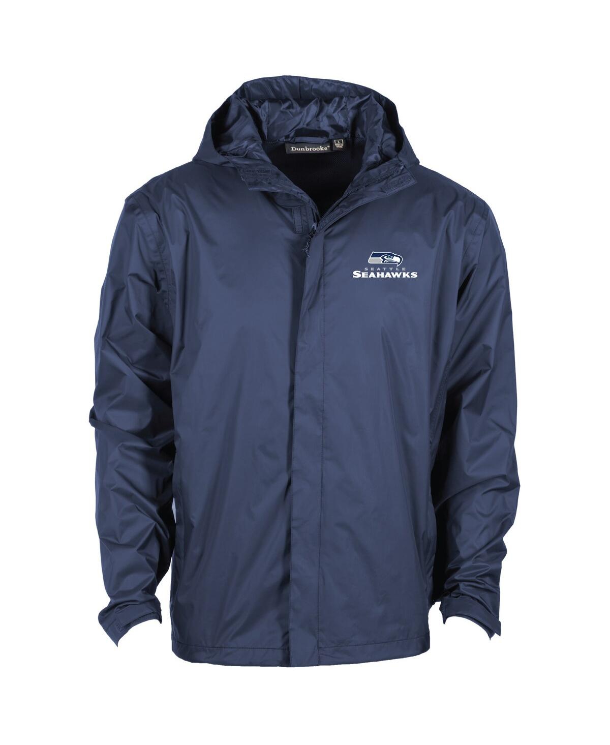 DUNBROOKE MEN'S NAVY SEATTLE SEAHAWKS TROPIC WATERPROOF PACKABLE FULL-ZIP HOODIE JACKET 