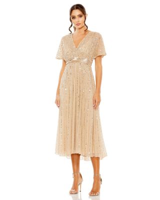 Women's A Line Embellished Short Sleeve Dress