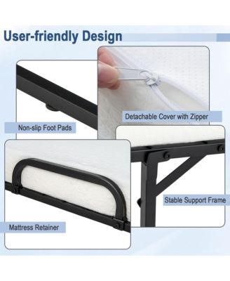 Heavy Duty Foldable Bed Metal Guest Bed Daybed with 4 inch Mattress Memory Foam