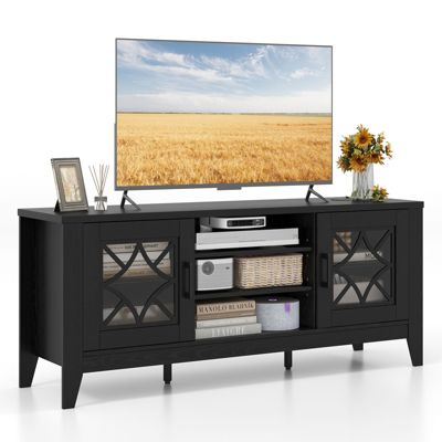 Farmhouse TV Stand for TVs with Up to 4 Adjustable Shelves and Storage Space