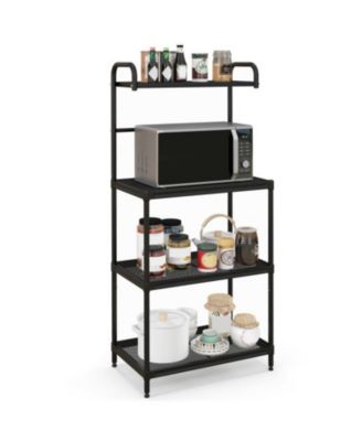 4-Tier Kitchen Microwave Storage Rack with Metal Shelves