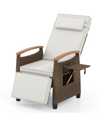 Patio Wicker Recliner Chair with Adjustable Backrest and Footrest
