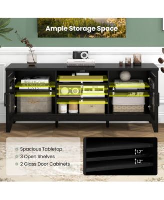 Farmhouse TV Stand for TVs with Up to 4 Adjustable Shelves and Storage Space