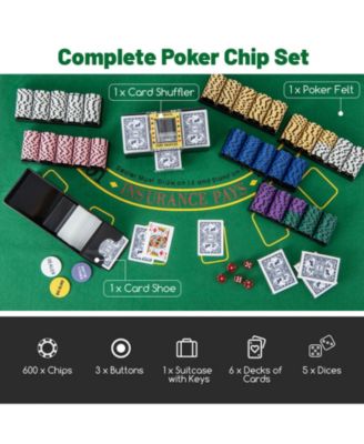600-Piece Poker Chip Set with 14 Gram Claytec Chips and Carrying Case Premium Poker Set for Home Games