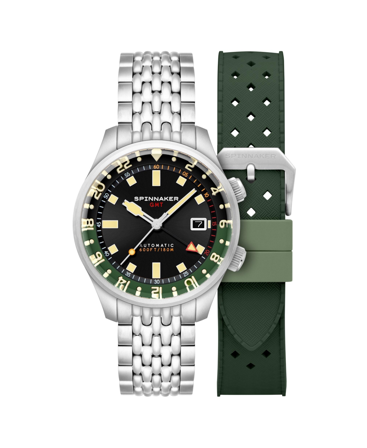Men's Bradner Gmt Automatic Solid Stainless Steel Bracelet Watch, 42mm - Black