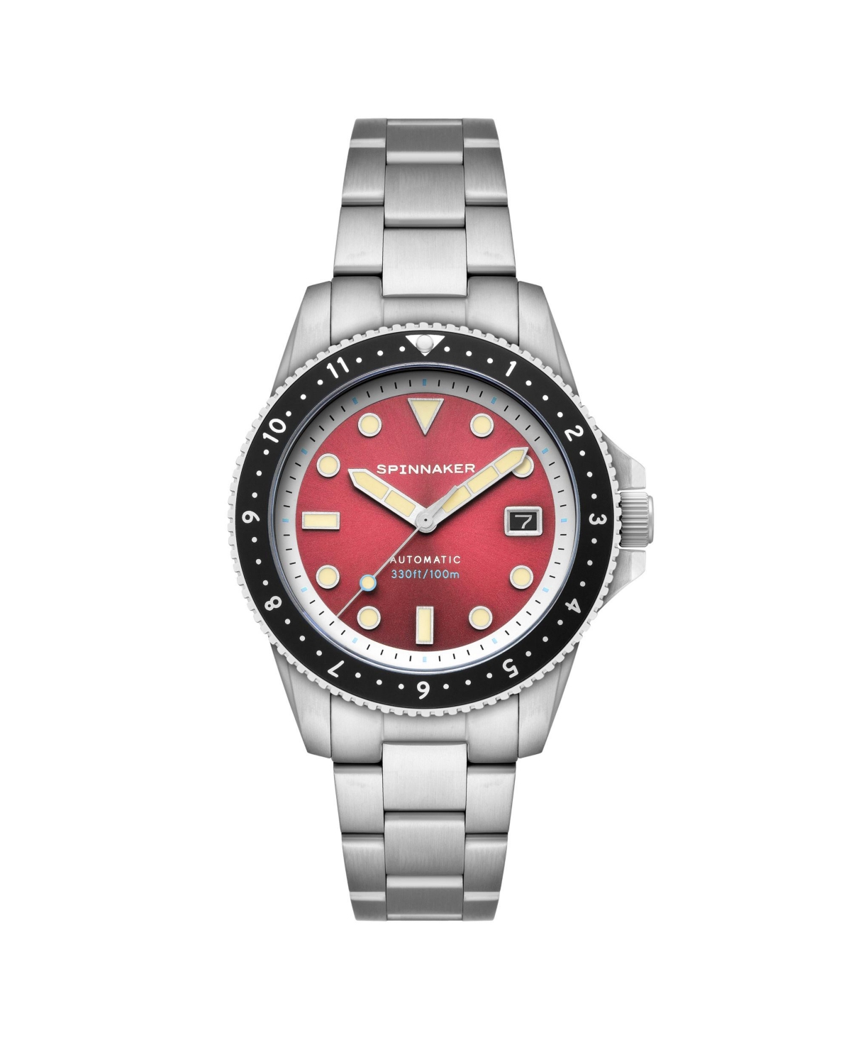 Men's Croft Pioneer Automatic Solid Stainless Steel Bracelet Watch, 42mm - Red
