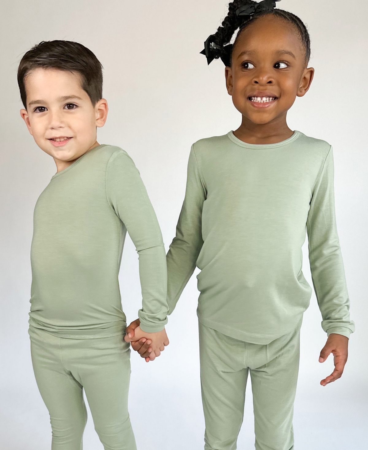 Tiny Knot Co. Baby Boys And Girls 4-piece Long Sleeve Pajama Set In Harvest,sage