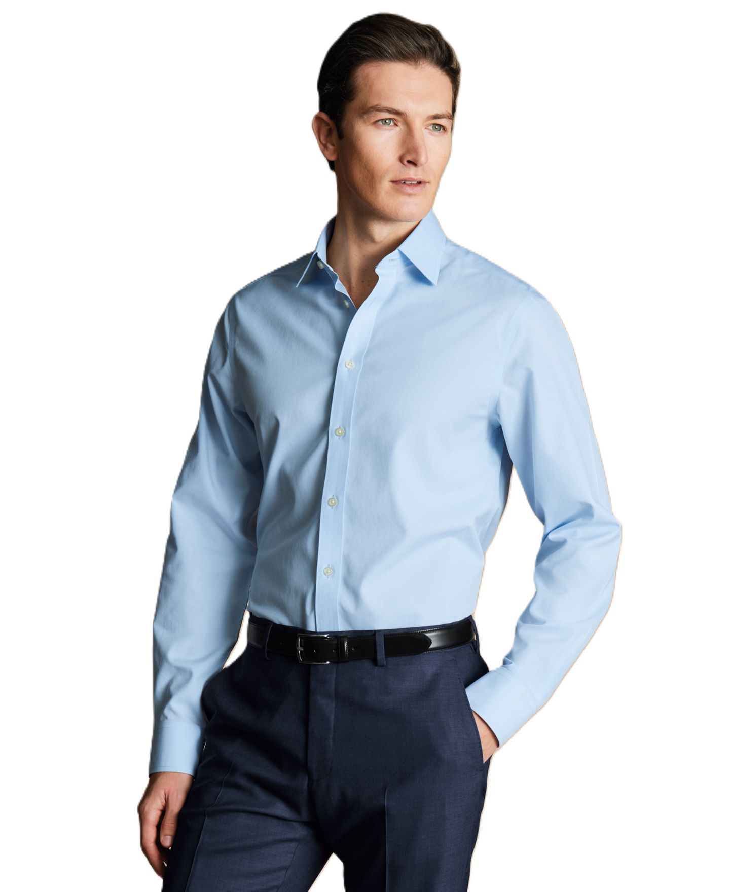 Мужская рубашка Charles Tyrwhitt Slim-Fit Poplin, цвет: Синий — фото 1