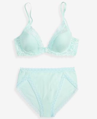 Women's Feathers Lace Contour Underwire Bra & Bliss Lace-Trim Cotton French-Cut Brief 