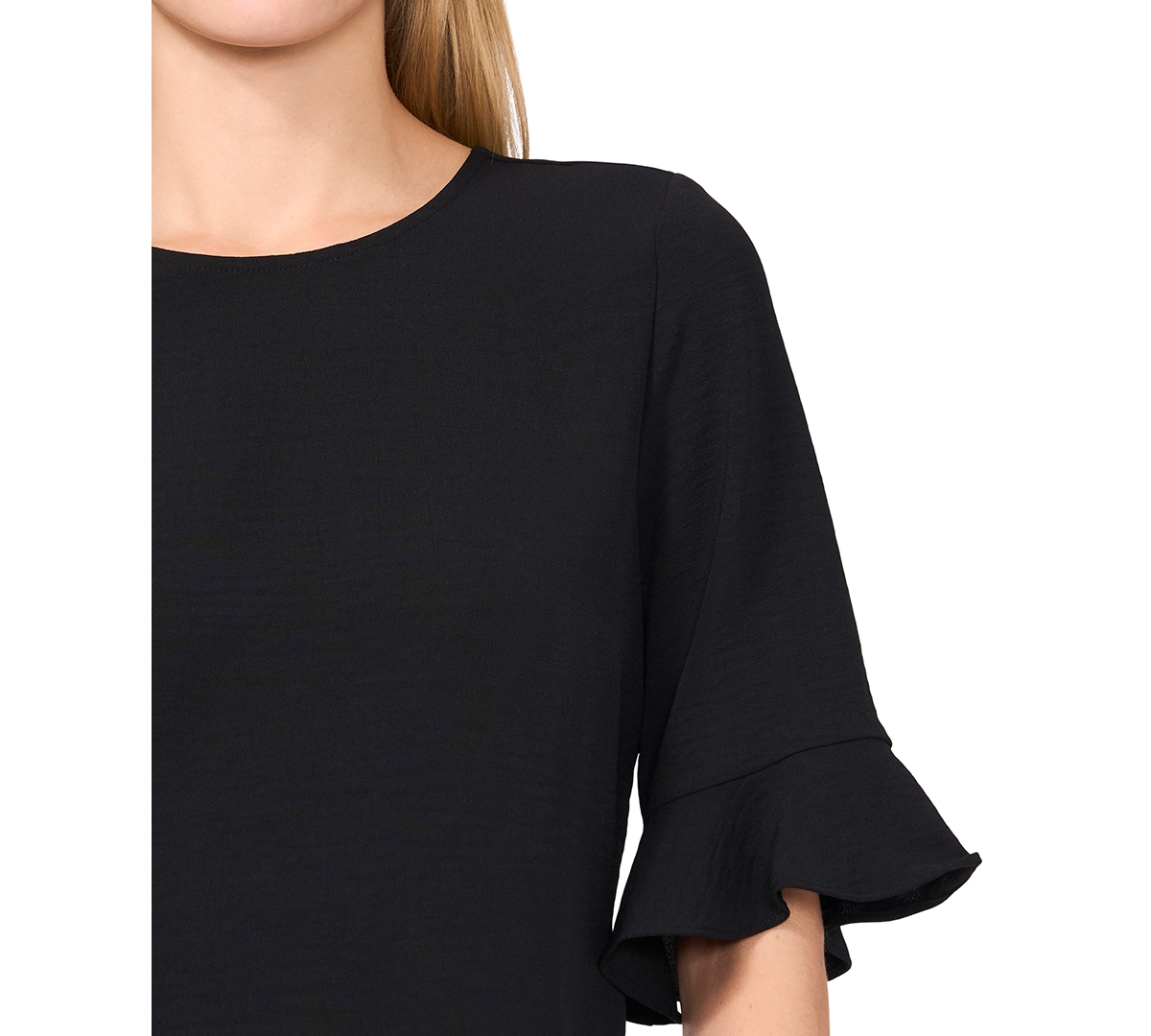 Cece Ruffle Cuff Blouse In Rich Black