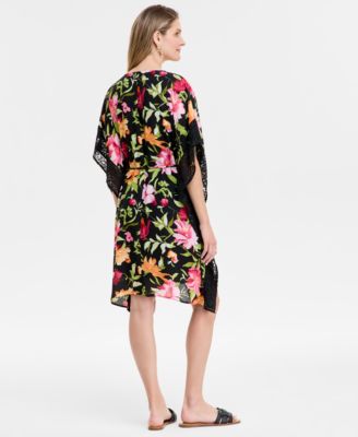 Women's Printed V-Neck Tie-Waist Kaftan Dress, Exclusively at Macy's 