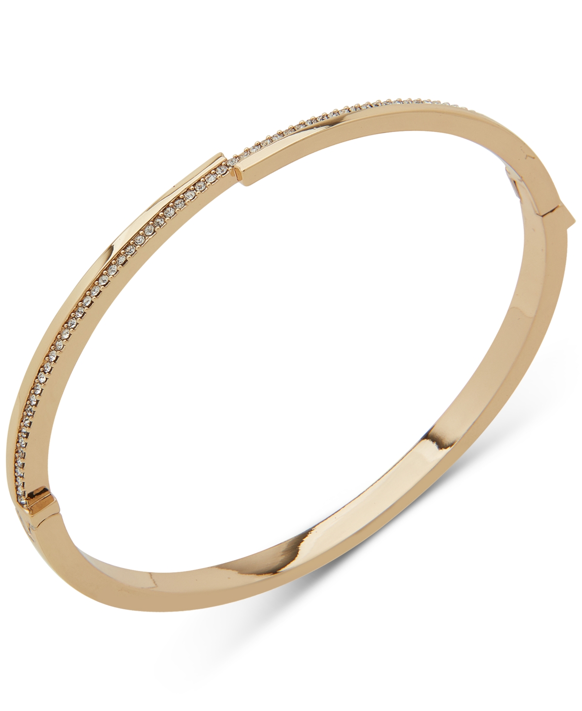 Gold-Tone Pave Crossover Bangle Bracelet - Crystal Wh