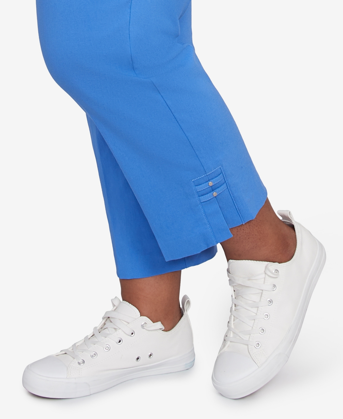 Hearts Of Palm Plus Size It Had To Be Blue Solid Tech Stretch Pull On Capri Pants In Royal