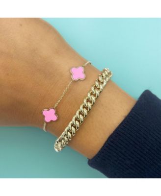 Small Bubblegum Pink Clover Bracelet 14K Gold