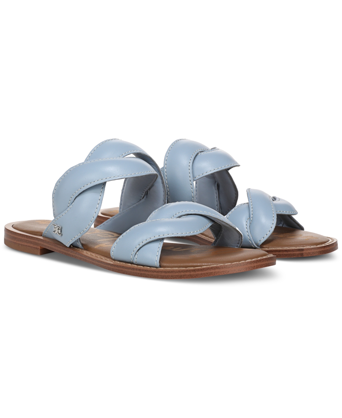 Sam Edelman Hellen Braided Slide Sandal Blue Breeze Leather In Blue