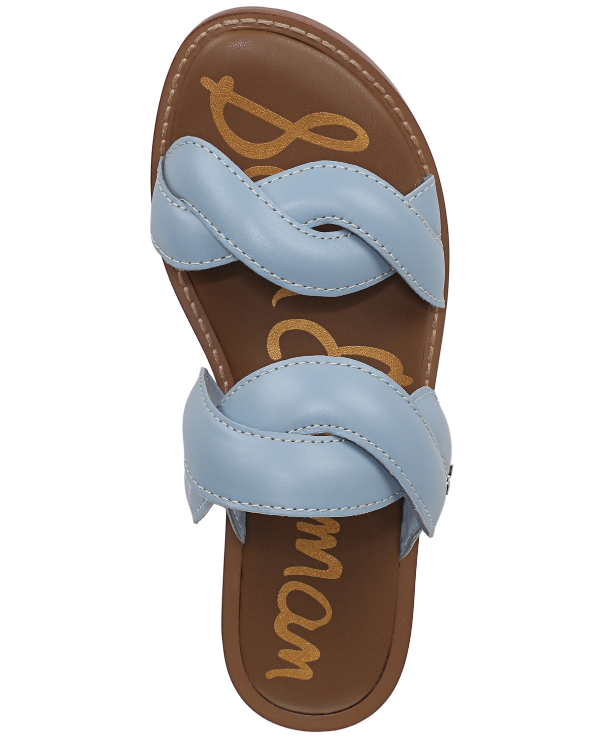 Sam Edelman Hellen Braided Slide Sandal Blue Breeze Leather In Blue