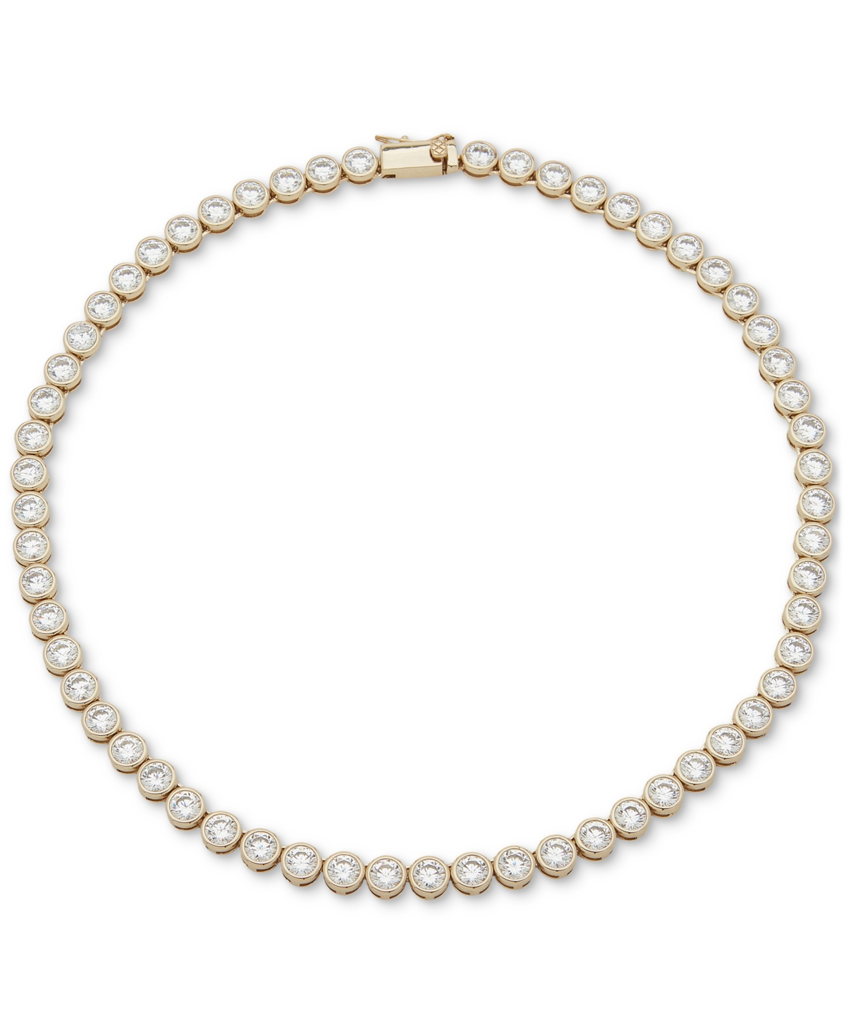 Gold-Tone Cubic Zirconia Bezel 16" Collar Necklace - Crystal Wh