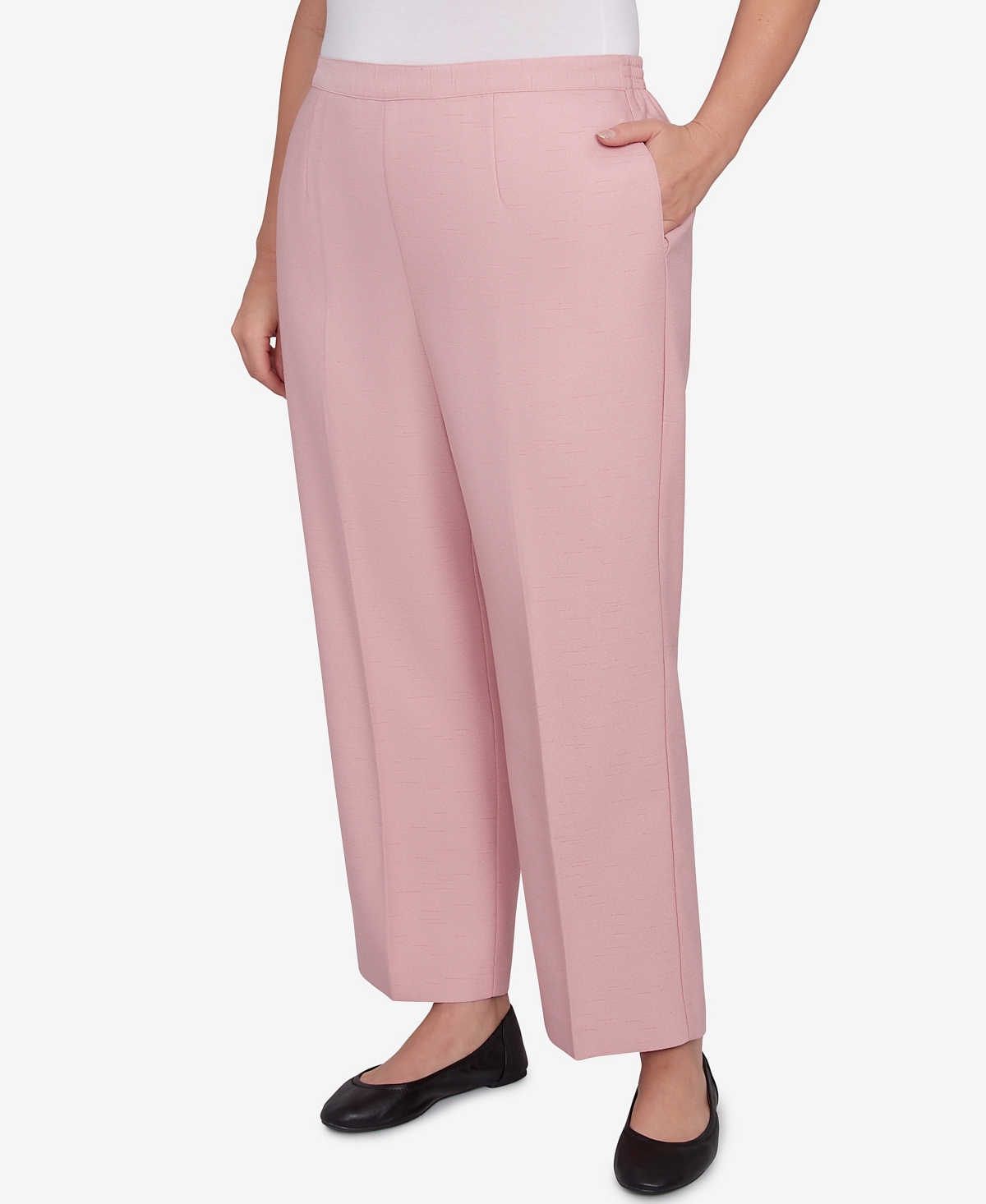 Alfred Dunner Plus Size Estate Of Mind Estate Pull-on Average Length Pants In Pink
