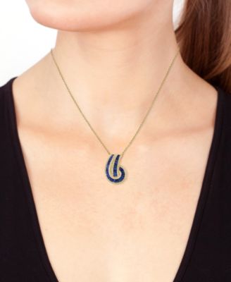 EFFY&reg; Sapphire (2-1/3 ct. t.w.) & Diamond (3/8 ct. t.w.) Baguette Knot 18" Pendant Necklace in 14k Gold