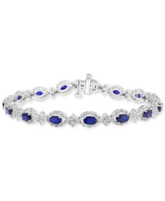 EFFY Collection - Diamond (1/2 ct. t.w.) & Blue Sapphire (4-1/4 ct. t.w.) Bracelet in Sterling Silver