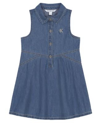 calvin klein denim dress macys Cavin Klein Girls' 7-16 Seamed Zip Front Denim Dress