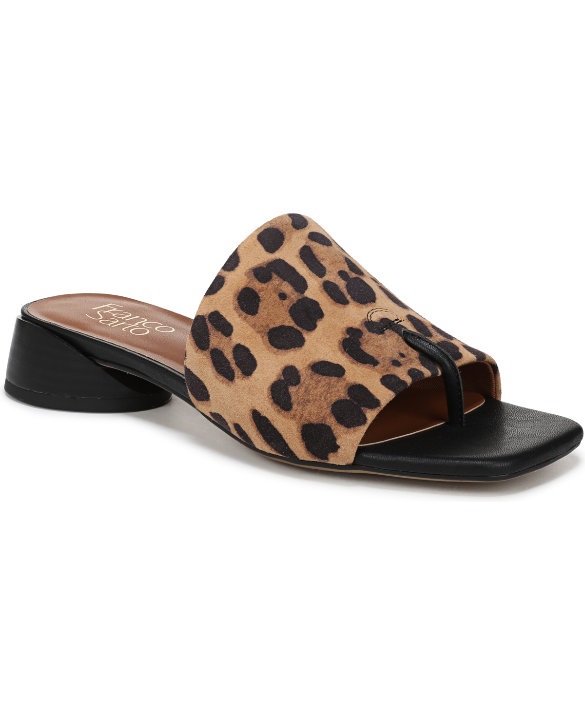 Shop Franco Sarto Women's Loran Stacked Heel Slide Dress Sandals In Leopard Print Suede
