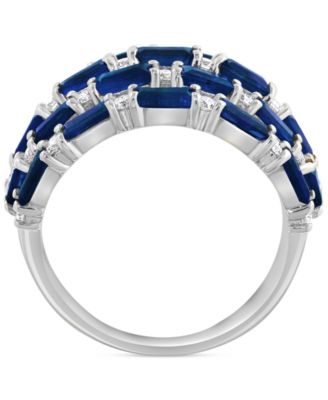 Diamond (5/8 ct. t.w.) & Blue Sapphire (3 ct. t.w.) Ring in 14k White Gold (Available in Pink Sapphire, Emerald, and Ruby)