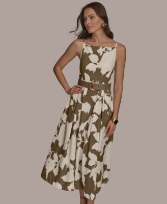 Donna Karan New York Women's Boat-Neck Linen Midi Dress