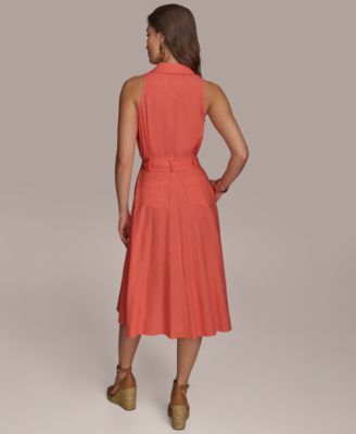 Donna Karan New York Women's Belted Linen Shirt Dress - Macy's