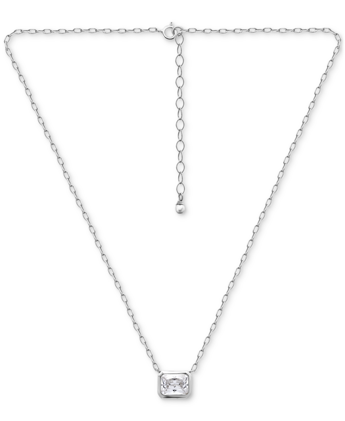 Giani Bernini Cubic Zirconia Bezel Set Solitaire Pendant Necklace, 16" + 2" Extender, Exclusively At Macy's In Silver