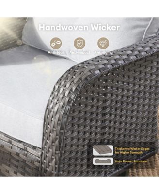 5-Piece Outdoor Wicker Patio Furniture Set, Double Resistance Rattan Rocking Chair and Coffee Table Conversation Set