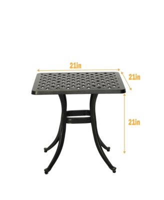 21 Inches Cast Aluminium Patio Bistro Table Outdoor Square Bar Table Antique Bronze Outdoor Small Side Table Outdoor Dining Table