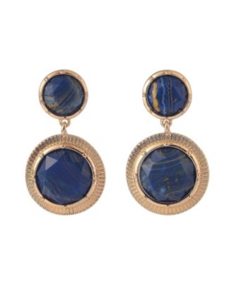 Rachel Rachel Roy Gold Tone and Blue Stone Round Drop Earrings