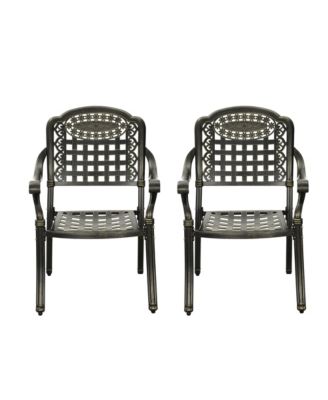 Set of 2 Cast Aluminum Outdoor Patio Chairs for Garden and Patio