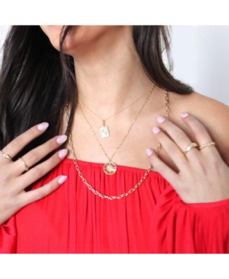 Gold Compass Medallion Necklace 14K Gold