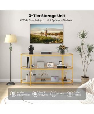 3-Tier TV Stand for TVs up to 65" with Tempered Glass Shelves TV Console Table