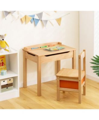 Flip-Top Kids Activity Table and Chair Set with Hidden Storage Space Fun and Organized Playtime Furniture