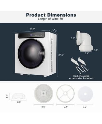 2.6 Cu.ft Compact Clothes Dryer with Touch Panel and 2 Modes
