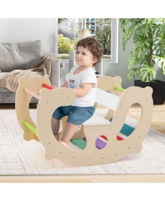 2-in-1 Montessori Rocking Horse and Climbing Arch Toy for Toddlers and Kids